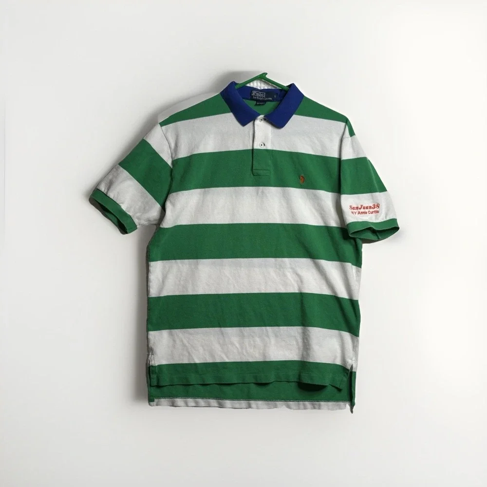 Ralph Lauren Polo Rugby Striped Shirt Size Men's L Preppy Boat Yacht Golf